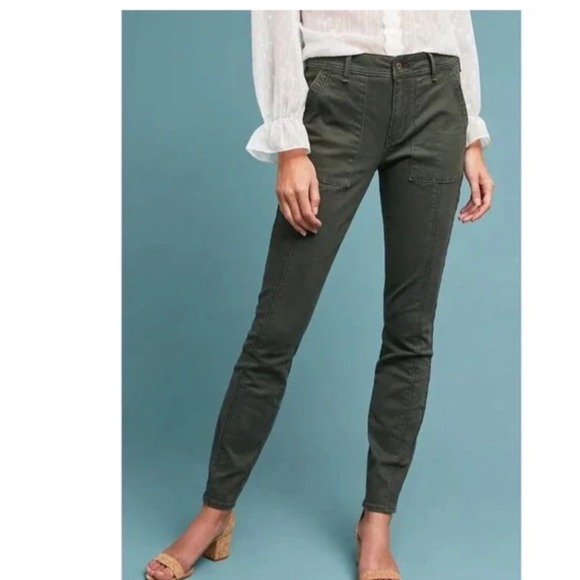 Anthropologie Pants - Anthropologie Olive‎ Green Utility Slim Seamed Patch Pocket Pants Size 28